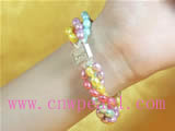 four strands twisted rainbow pearl jewelry bracelet